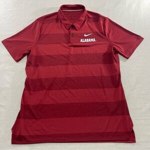 Nike Alabama Crimson Tide Polo Mens Large Red Striped Dri-Fit Golf Performance